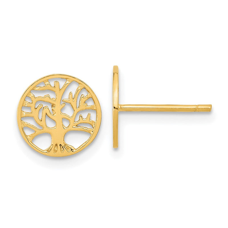14K Gelbgold Ohrstecker mit rundem Baum-Motiv