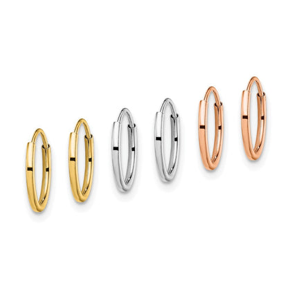 14K Tricolor 3 Pair Creolen Set