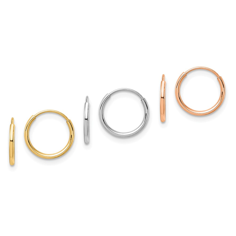 14K Tricolor 3 Pair Creolen Set