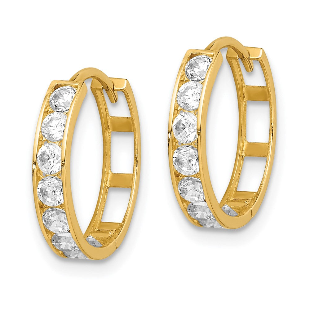 14K Gelbgold Zirkonia Klappbar Creolen