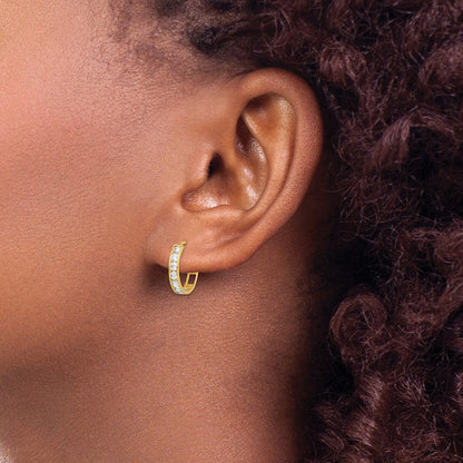 14K Gelbgold Zirkonia Klappbar Creolen
