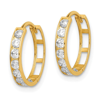 14K Gelbgold Zirkonia Klappbar Creolen