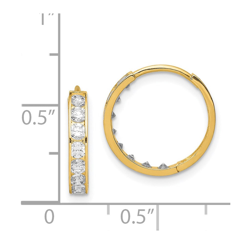 14K Gelbgold Zirkonia Klappbar Creolen