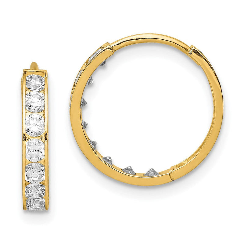 14K Gelbgold Zirkonia Klappbar Creolen