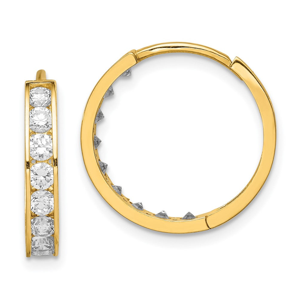 14K Gelbgold Zirkonia Klappbar Creolen