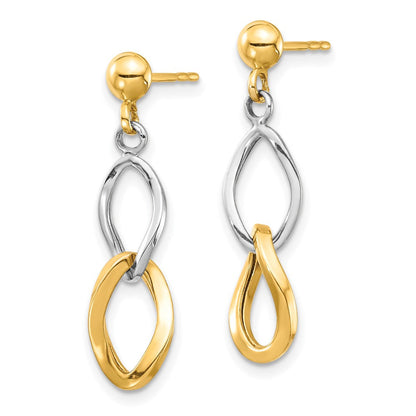 14K Bicolor Gold Ohrhänger zum Aufstecken