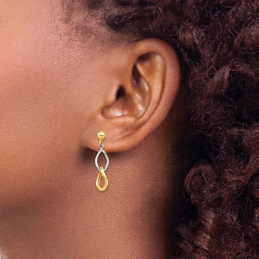 14K Bicolor Gold Ohrhänger zum Aufstecken