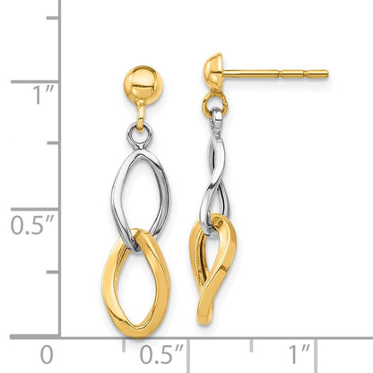 14K Bicolor Gold Ohrhänger zum Aufstecken