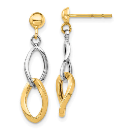 14K Bicolor Gold Ohrhänger zum Aufstecken