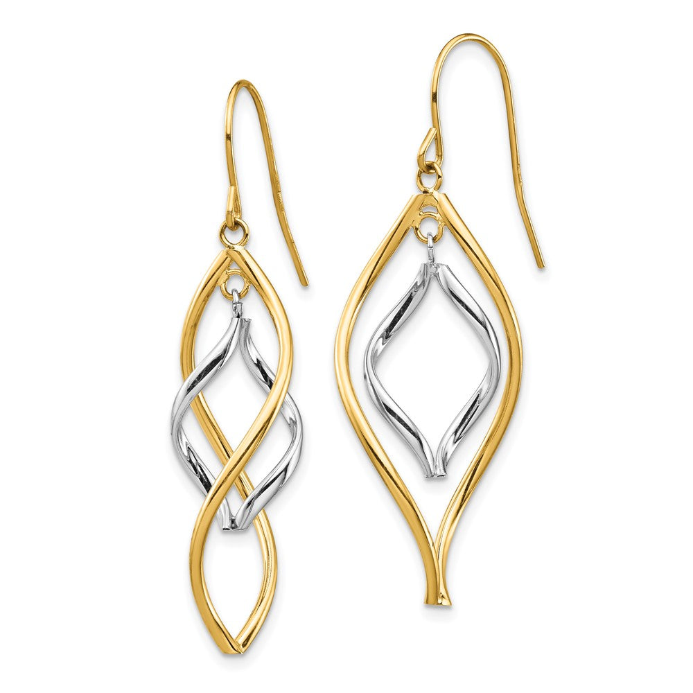 14K Bicolor Gold Ohrhänger mit fantasievoller Verschlingung