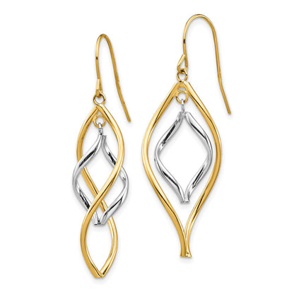 14K Bicolor Gold Ohrhänger mit fantasievoller Verschlingung