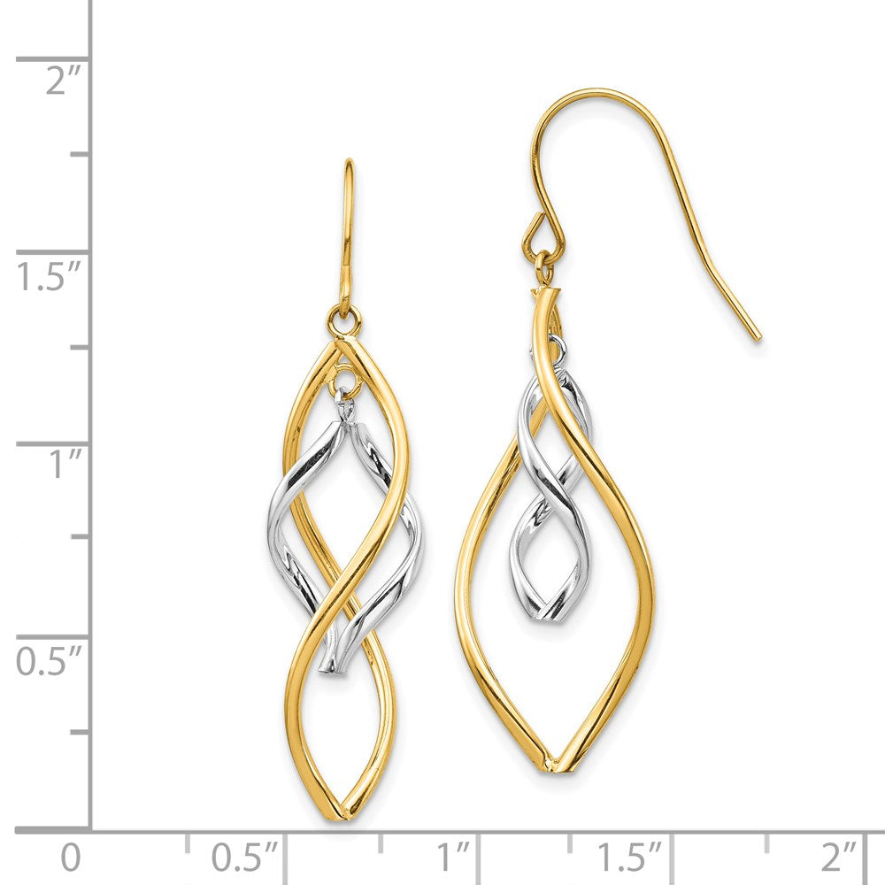 14K Bicolor Gold Ohrhänger mit fantasievoller Verschlingung