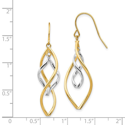 14K Bicolor Gold Ohrhänger mit fantasievoller Verschlingung