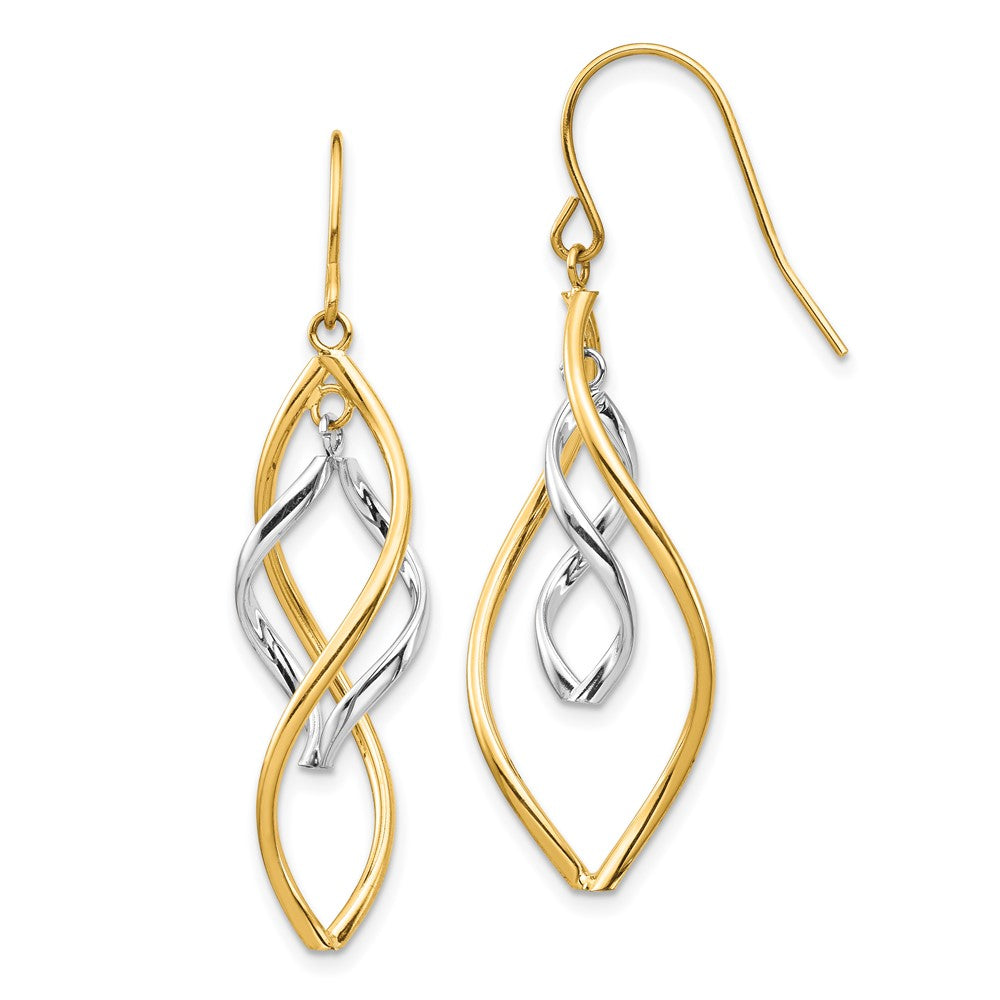 14K Bicolor Gold Ohrhänger mit fantasievoller Verschlingung