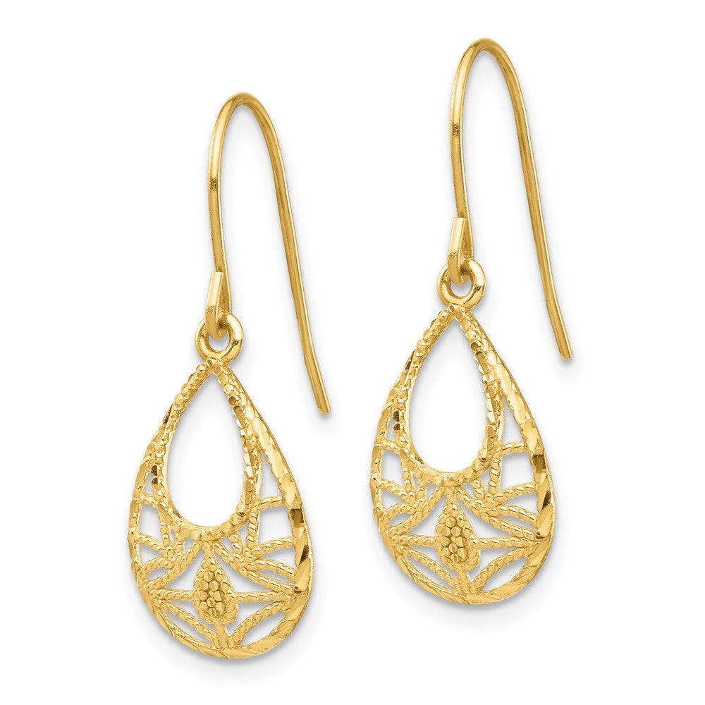 14K Gelbgold Diamant-geschliffene Ohrhänger