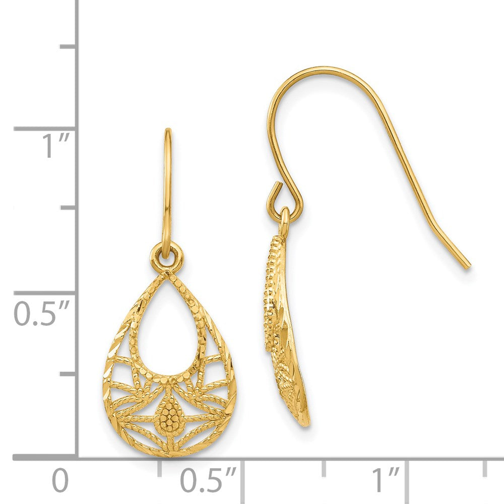 14K Gelbgold Diamant-geschliffene Ohrhänger