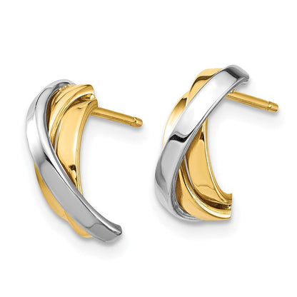 14K Gelbgold & Rhodium & Weißes Rhodium Dreifache C-Creolen mit Steckverschluss