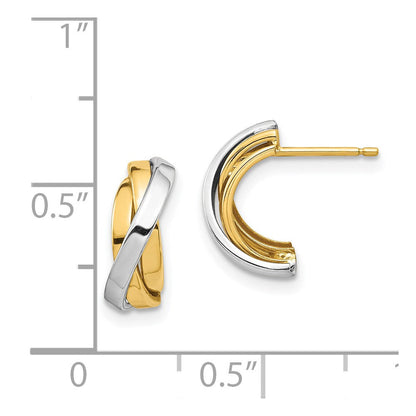 14K Gelbgold & Rhodium & Weißes Rhodium Dreifache C-Creolen mit Steckverschluss