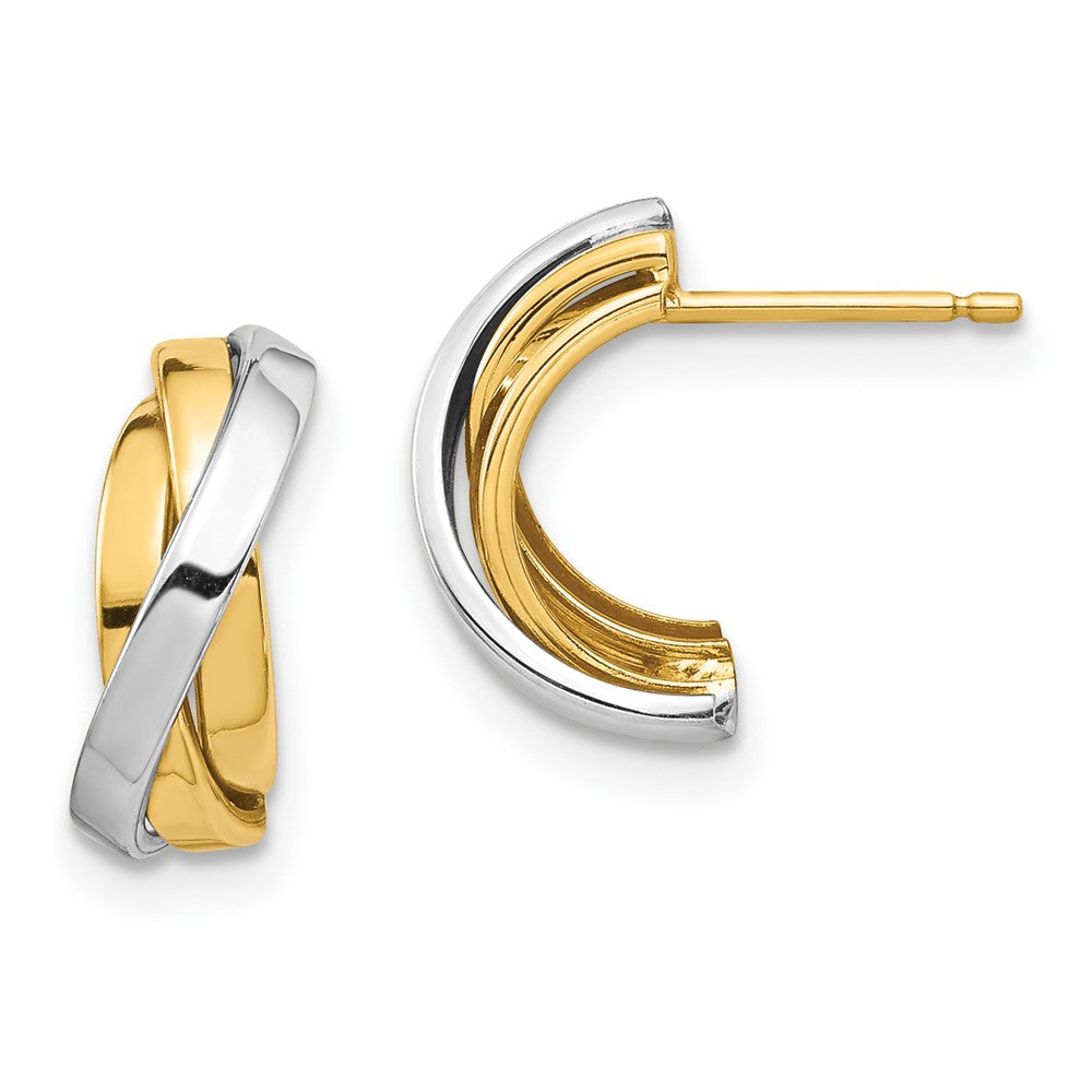 14K Gelbgold & Rhodium & Weißes Rhodium Dreifache C-Creolen mit Steckverschluss