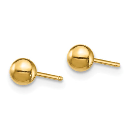 14K Gelbgold Stab und 3mm Kugel Ohrstecker Set