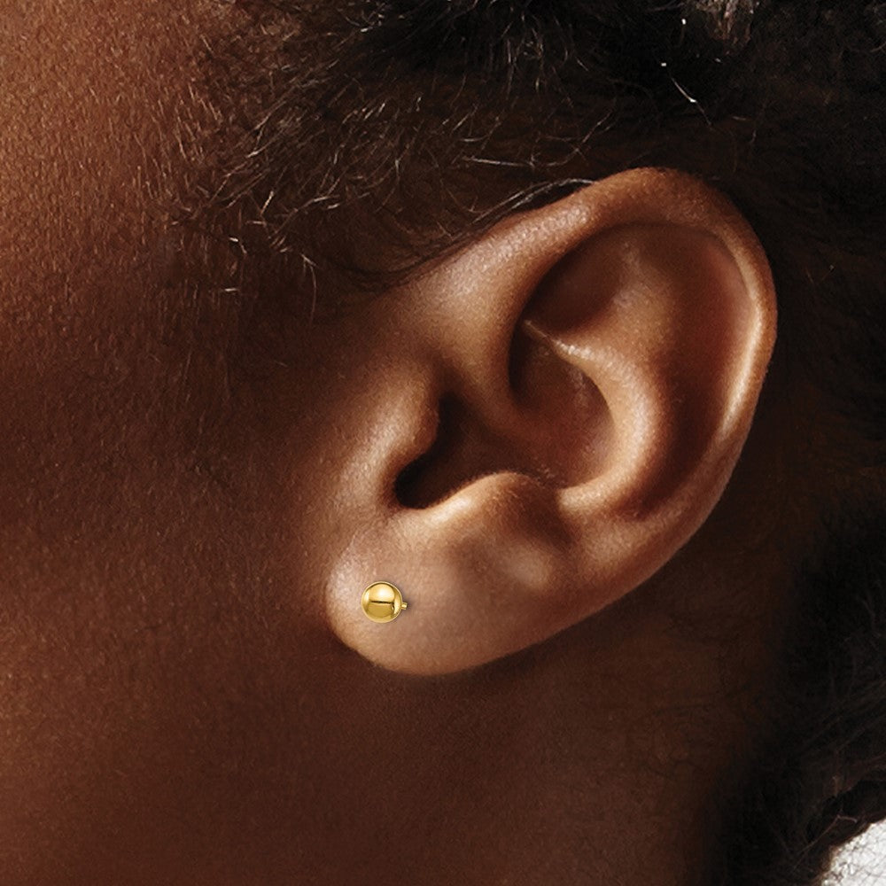 14K Gelbgold Stab und 3mm Kugel Ohrstecker Set