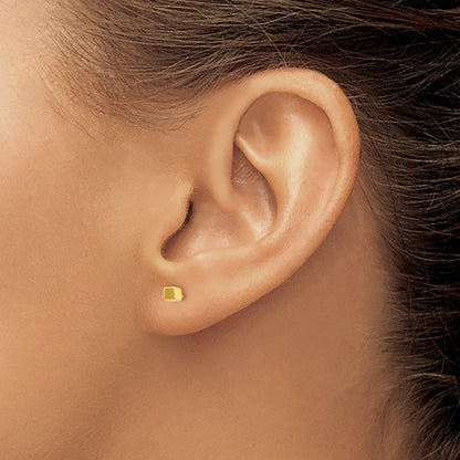 14K Gelbgold Quadratisch Ohrstecker