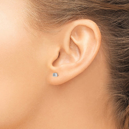 14K Weißgold Quadratisch Ohrstecker