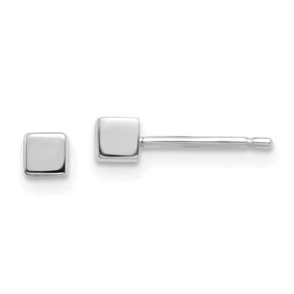 14K Weißgold Quadratisch Ohrstecker