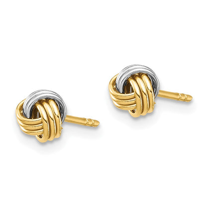 14K Gelbgold und Rhodium mit Weißrhodium-Beschichtung Liebesknoten-Ohrstecker
