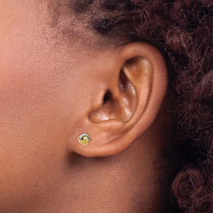 14K Gelbgold und Rhodium mit Weißrhodium-Beschichtung Liebesknoten-Ohrstecker