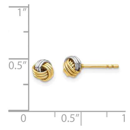 14K Gelbgold und Rhodium mit Weißrhodium-Beschichtung Liebesknoten-Ohrstecker