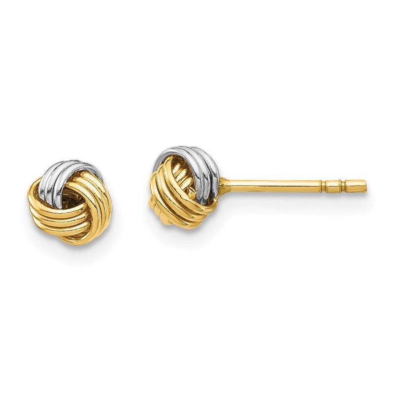14K Gelbgold und Rhodium mit Weißrhodium-Beschichtung Liebesknoten-Ohrstecker