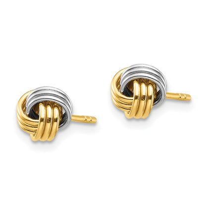 14K Gelbgold Liebesknoten-Ohrstecker mit Weißrhodinium-Beschichtung