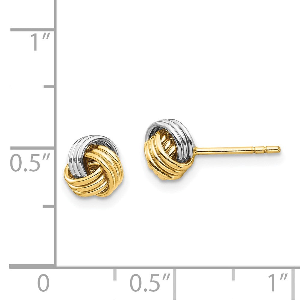 14K Gelbgold Liebesknoten-Ohrstecker mit Weißrhodinium-Beschichtung