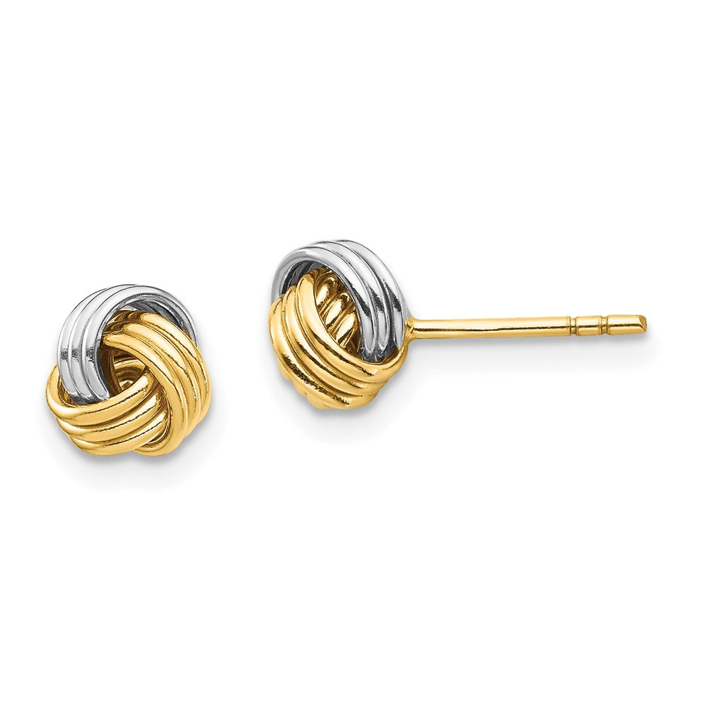 14K Gelbgold Liebesknoten-Ohrstecker mit Weißrhodinium-Beschichtung
