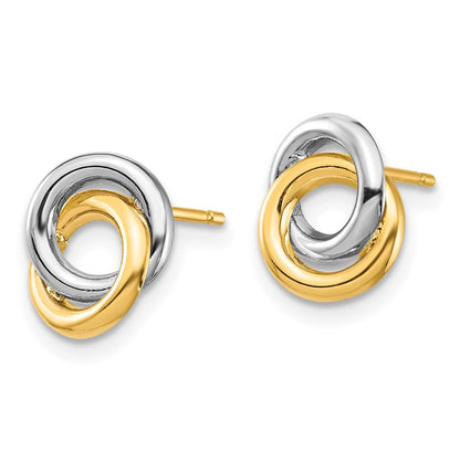 14K Gelbgold und Roségold sowie Weißrhodium-Kreise Ohrstecker