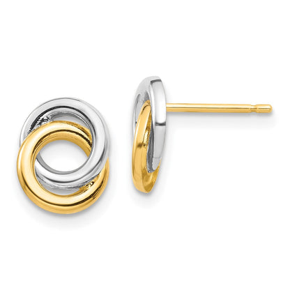 14K Gelbgold und Roségold sowie Weißrhodium-Kreise Ohrstecker