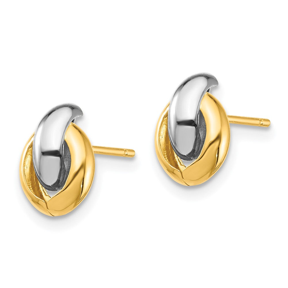Ohrstecker Oval aus 14K Gelbgold & Rhodium & Weißrhodium
