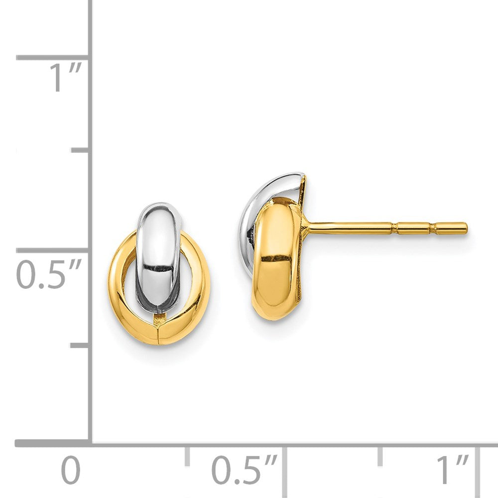 Ohrstecker Oval aus 14K Gelbgold & Rhodium & Weißrhodium