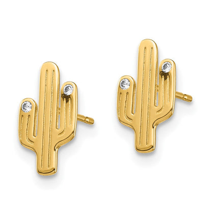 14K Gelbgold Cactus Zirkonia Ohrstecker