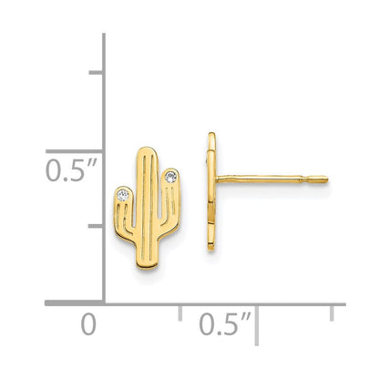14K Gelbgold Cactus Zirkonia Ohrstecker