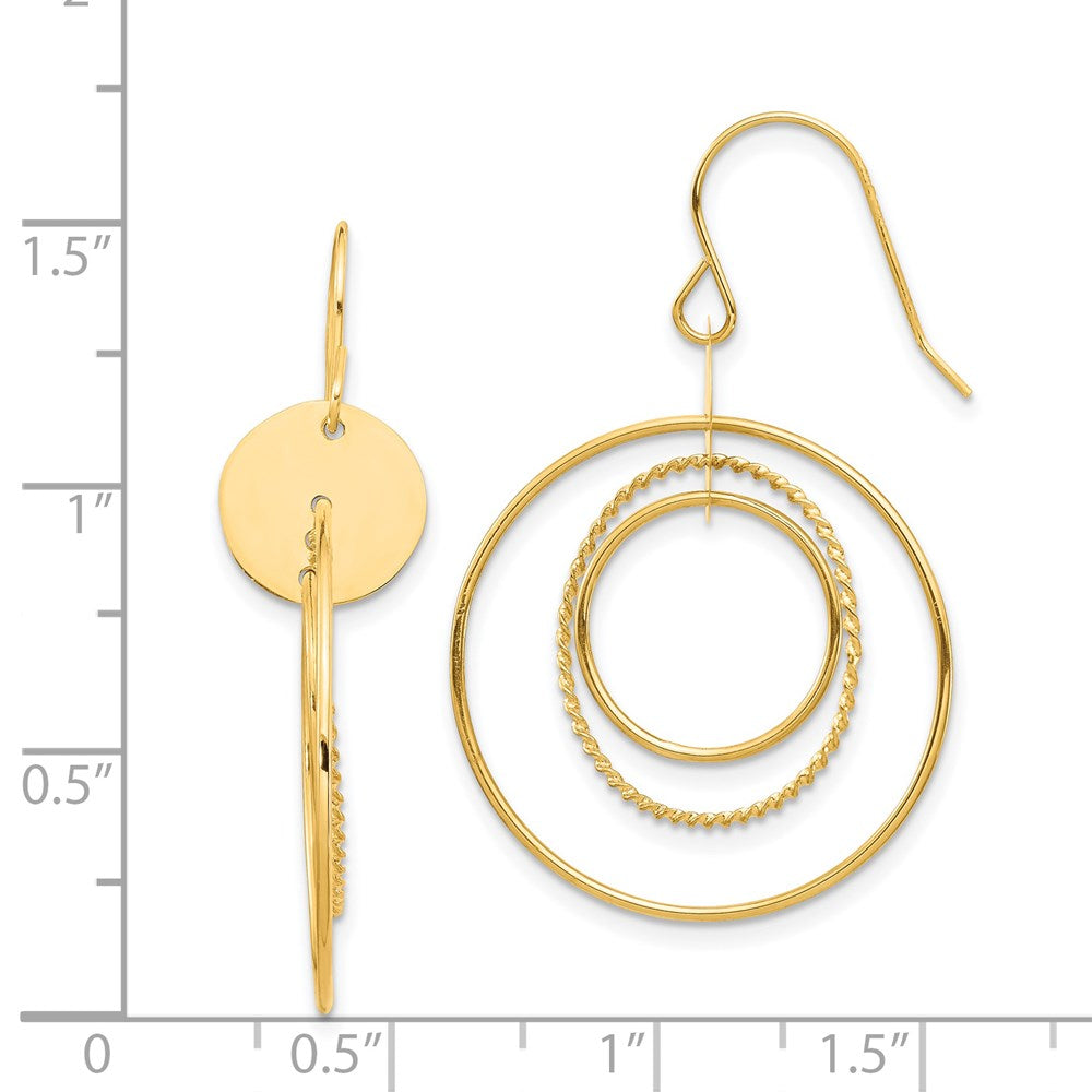 14K Gold Ohrhänger Kreis, gelbgoldfarben