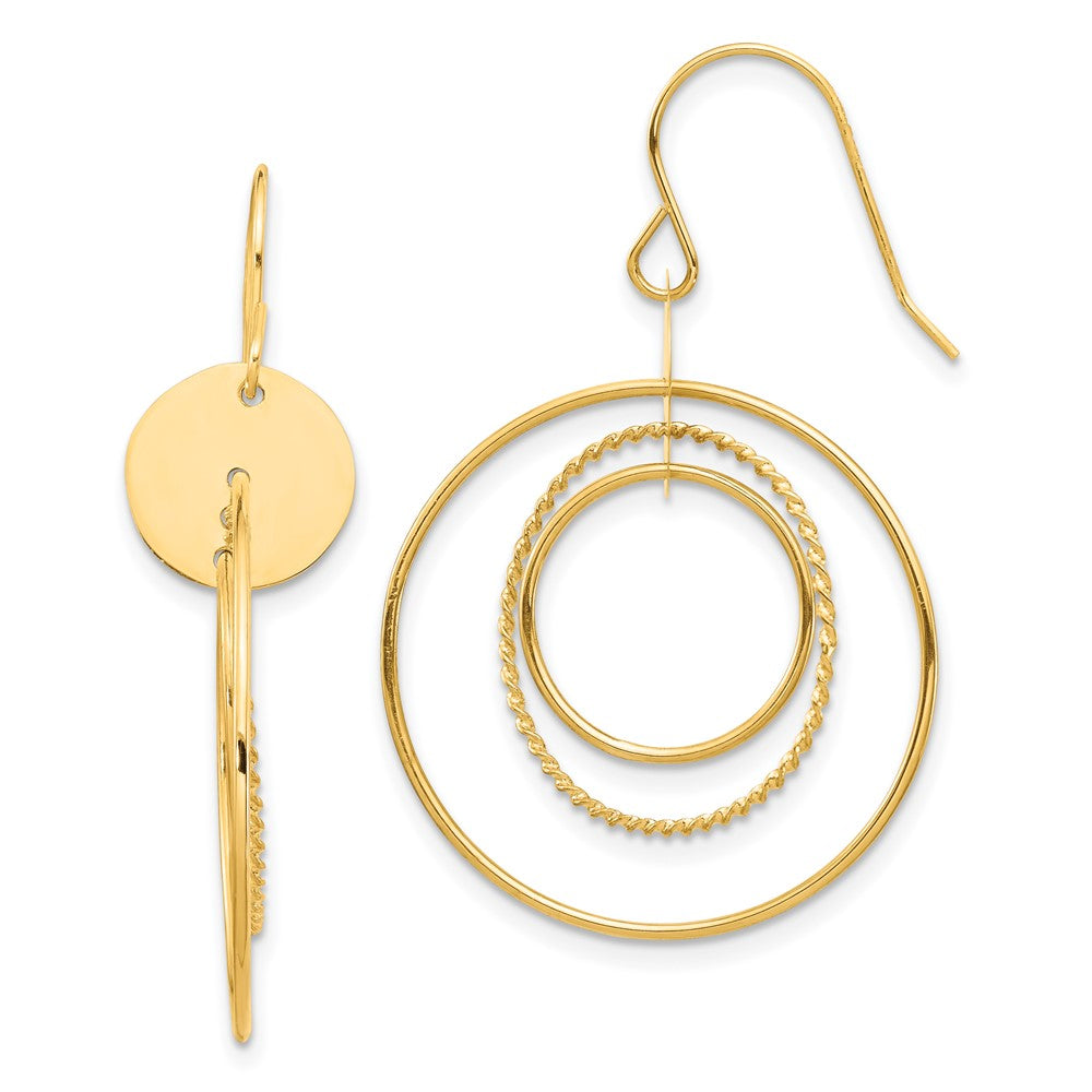 14K Gold Ohrhänger Kreis, gelbgoldfarben
