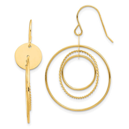 14K Gold Ohrhänger Kreis, gelbgoldfarben