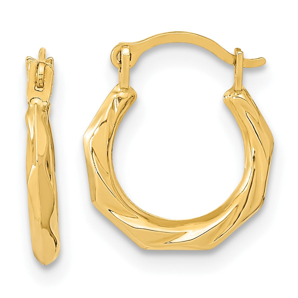 14K Gelbgold Poliert Gedreht Creolen