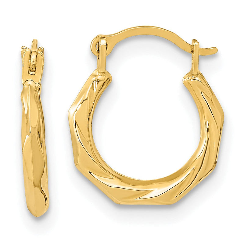 14K Gelbgold Poliert Gedreht Creolen