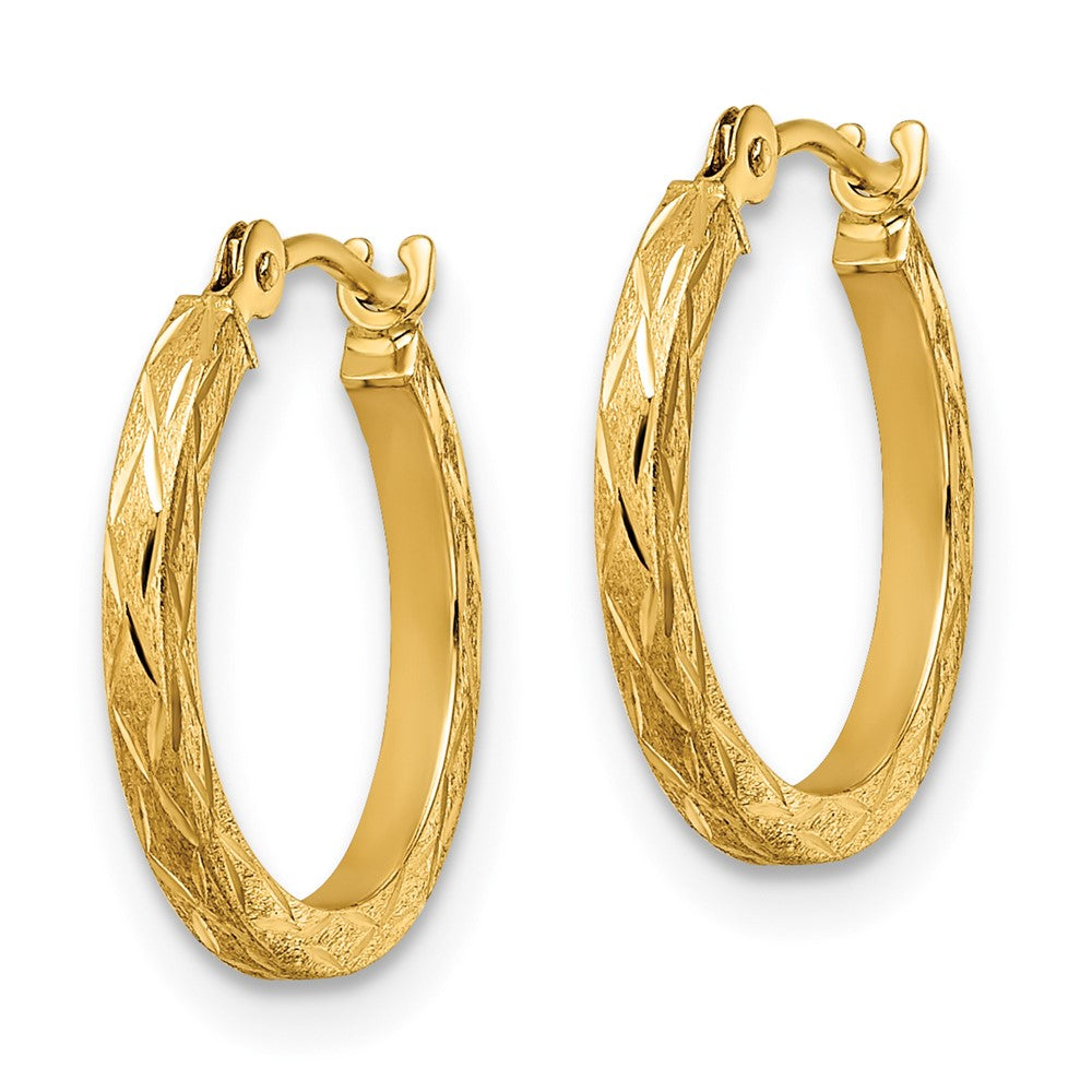 14K Gelbgold Poliert und Satiniert Diamantiert Creolen