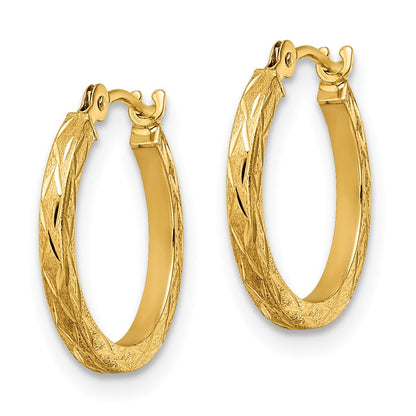 14K Gelbgold Poliert und Satiniert Diamantiert Creolen