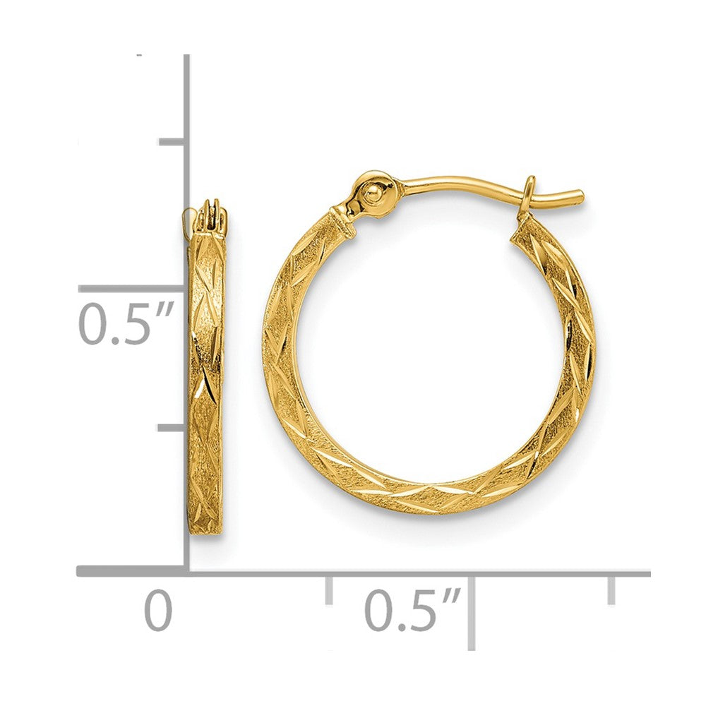 14K Gelbgold Poliert und Satiniert Diamantiert Creolen
