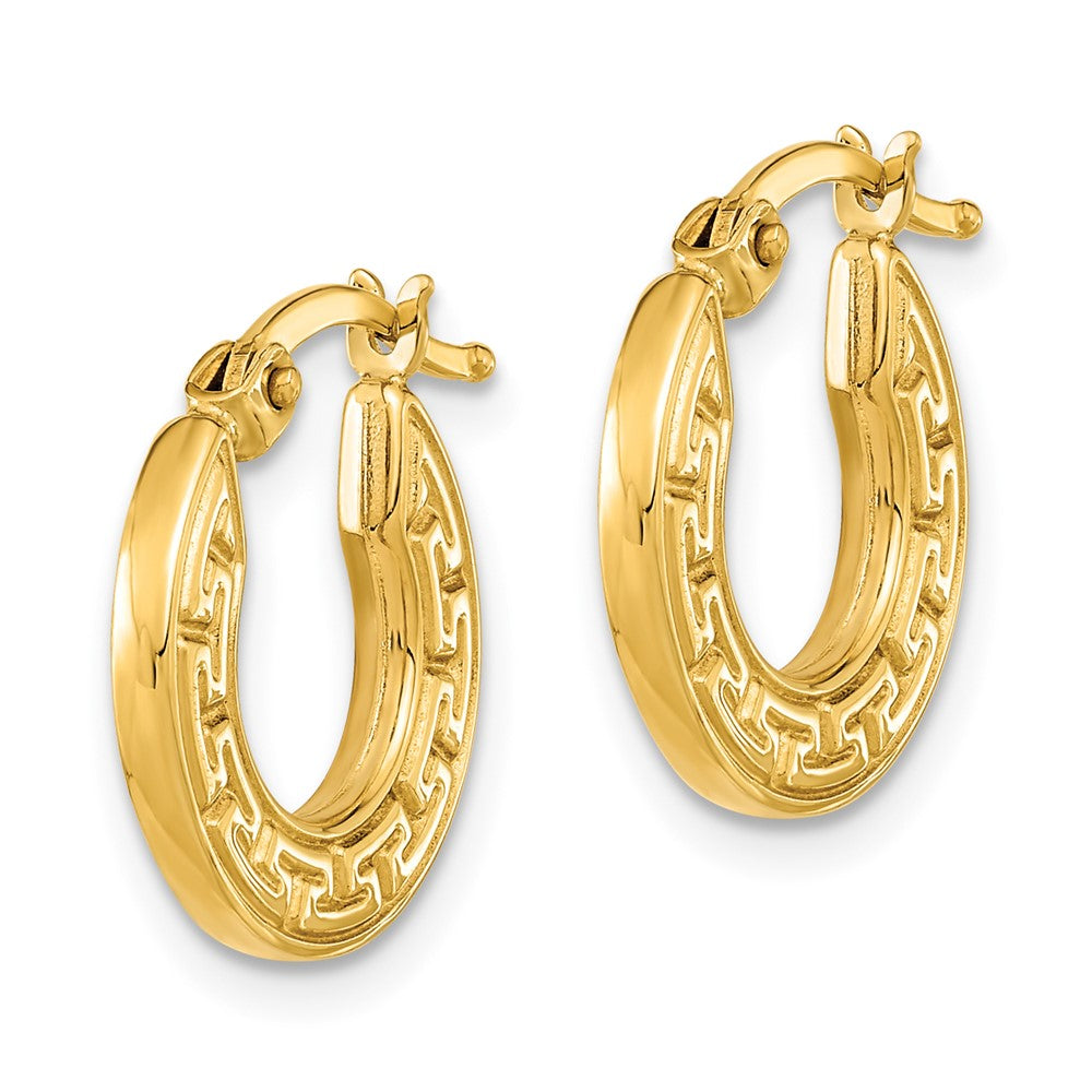 14K Gelbgold Poliert Hohl Greek Key Creolen